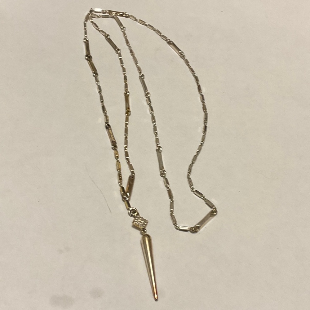 Stella & Dot Two-Tone Spike  Lariat Pendant Necklace